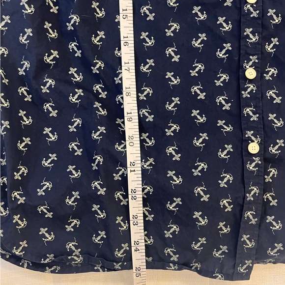 Talbots 12 blouse, Button-Down shirt, Navy Blue and White Anchors Nautical - Picture 3 of 7